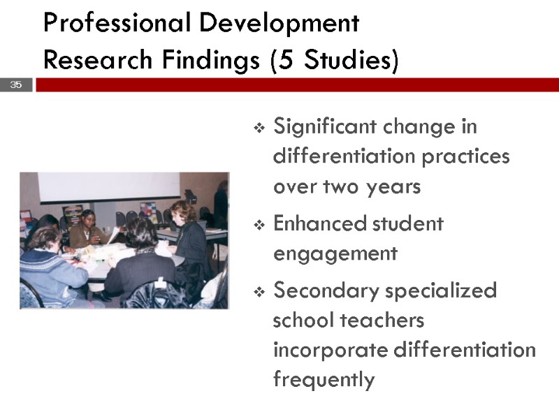 35 Professional Development          Research Findings